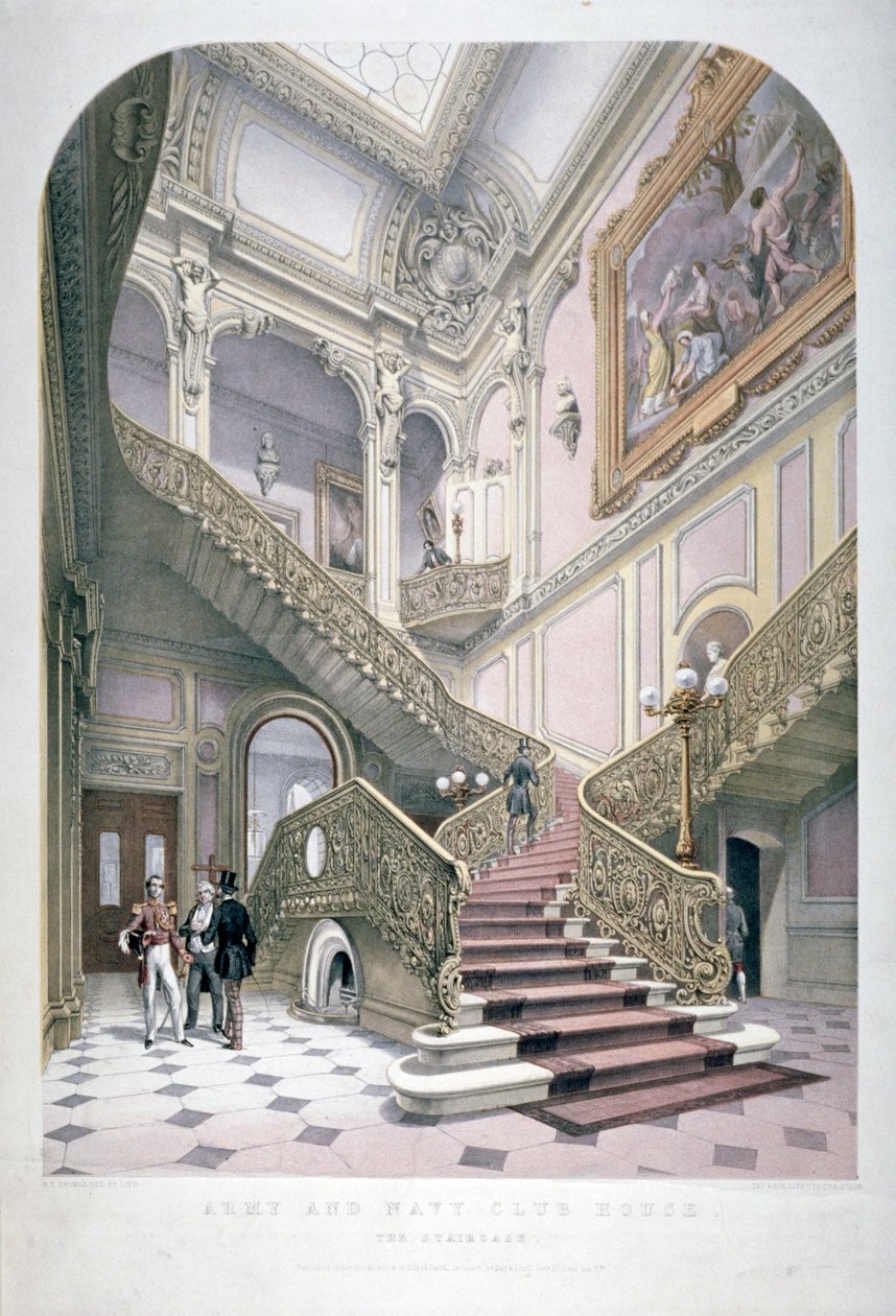 Army and Navy Club, Pall Mall, Westminster, Lontoo, 1853 tekijältä Robert Kent Thomas