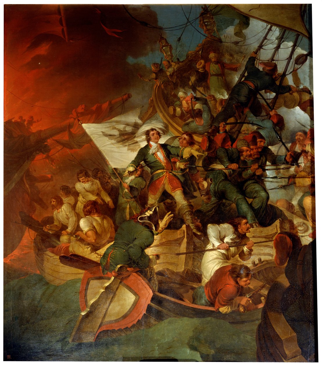 "Azovin valtaus 18. toukokuuta 1696", 1700-luvun lopulla tai 1800-luvulla tekijältä Robert Ker Porter