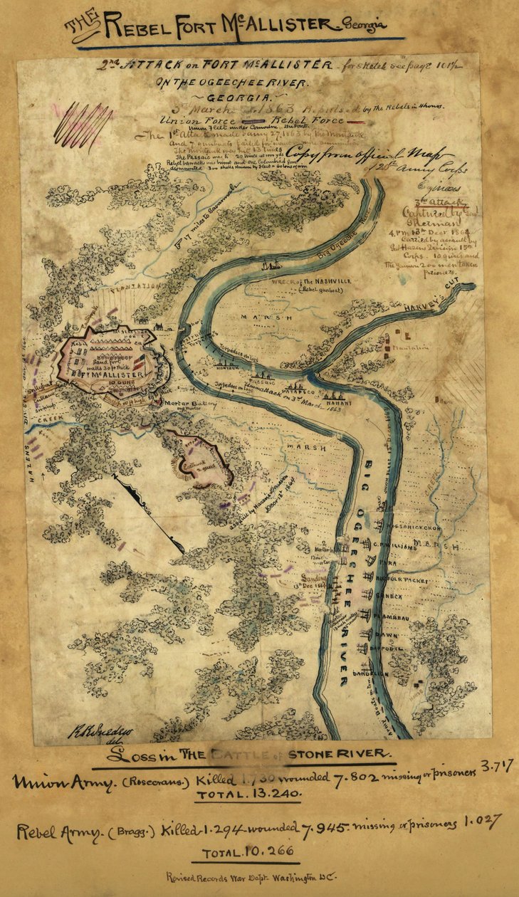 Toinen hyökkäys Fort McAllisteriin Ogeechee-joella, Georgia LOC gvhs01.vhs00278 tekijältä Robert Knox Sneden
