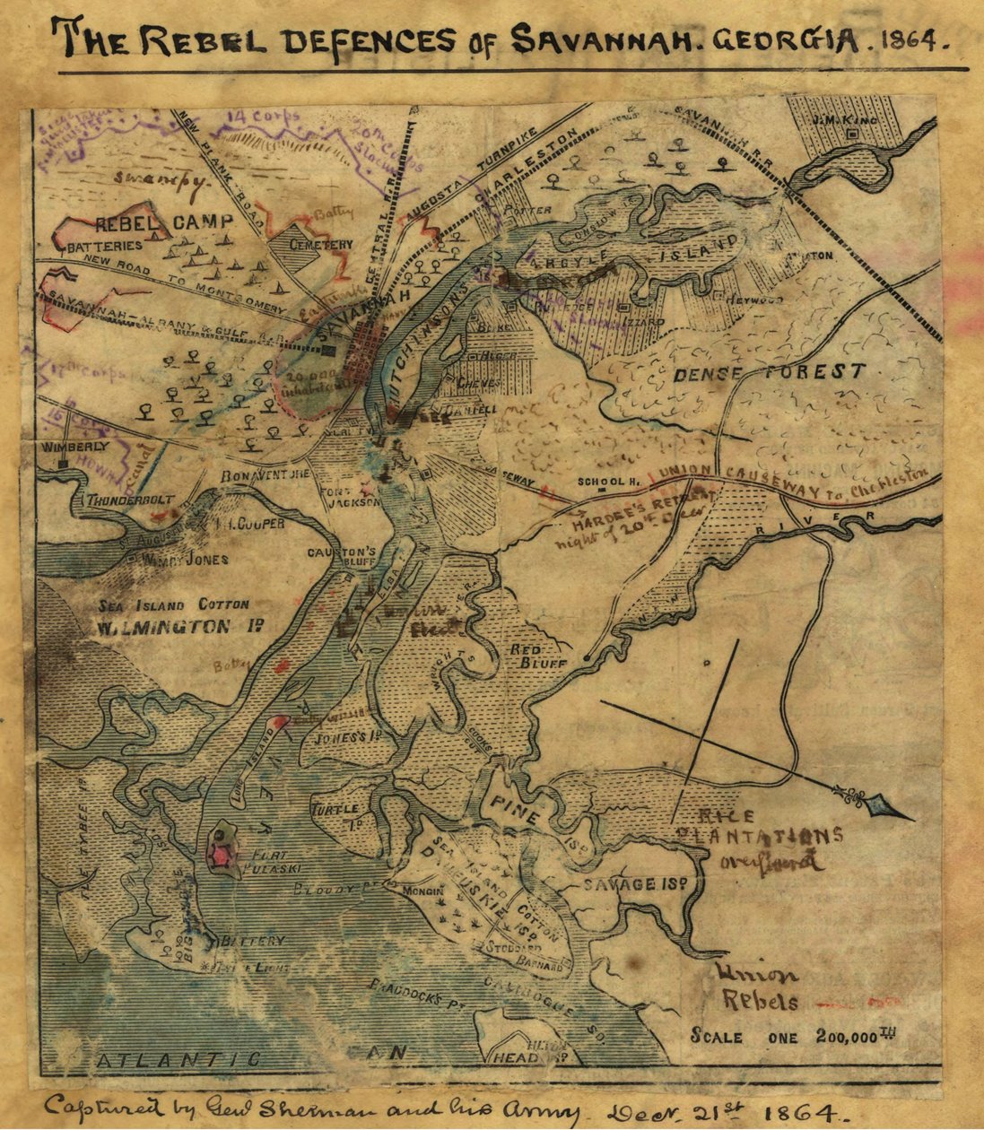 Hyökkäys Ft. Pulaski Savannah, Georgia, huhtikuu 1862. LOC gvhs01.vhs00277 tekijältä Robert Knox Sneden