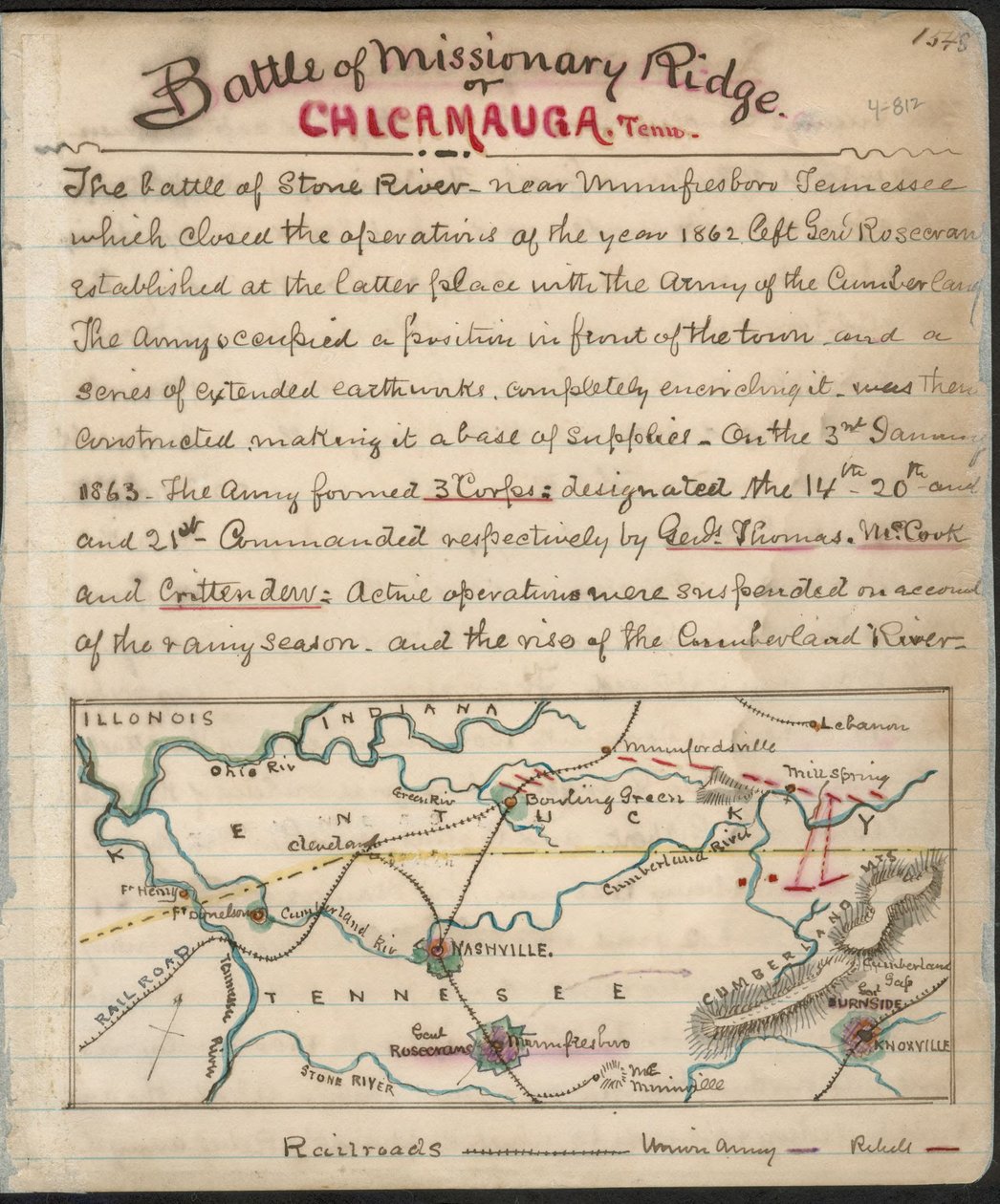 Missionary Ridgen tai Chickamaugan taistelu, Tenn. LOC gvhs01.vhs00156 tekijältä Robert Knox Sneden
