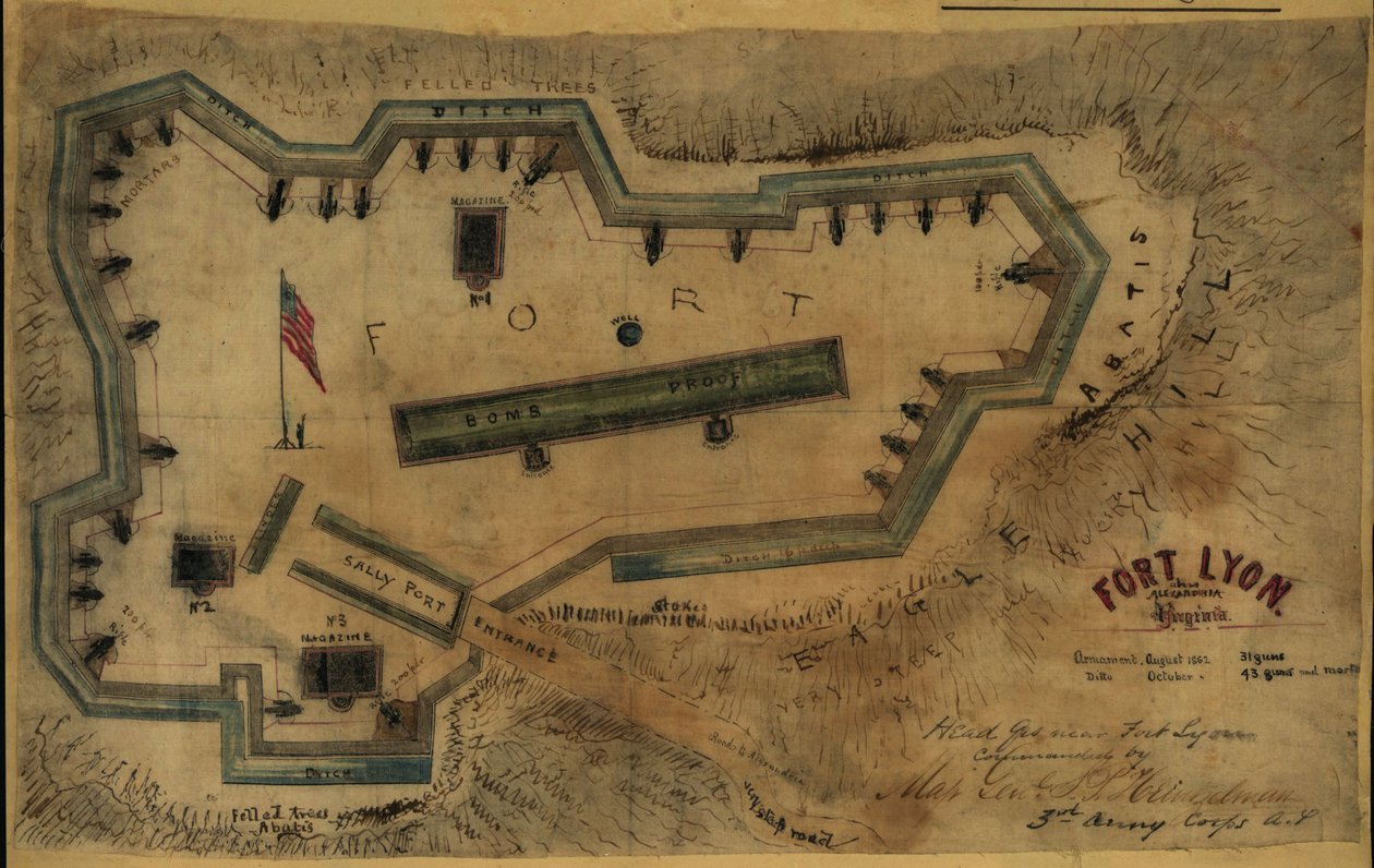 Fort Lyon, lähellä Alexandriaa, Virginia LOC gvhs01.vhs00285 tekijältä Robert Knox Sneden
