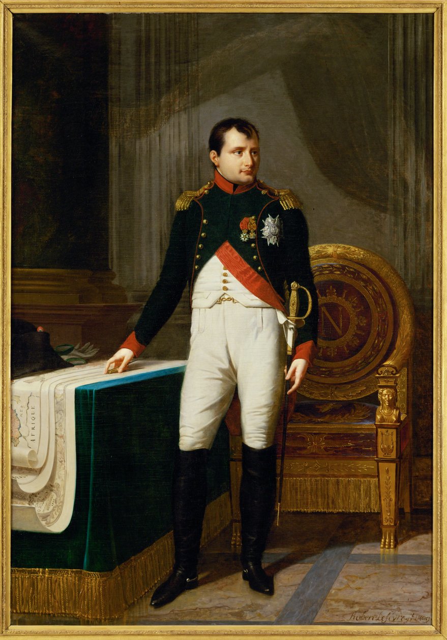 Keisari Napoleon I Chasseurs a cheval de la garde -joukkojen everstinä ... (maalaus kankaalle) tekijältä Robert Lefevre