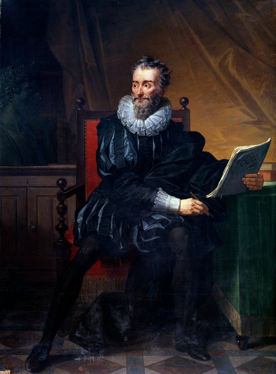Muotokuva ranskalaisen runoilijan Francois de Malherben (1555-1628) jalassa. Robert Lefevren (1755-1830) maalaus 1800-luvun aurinko. 1,5x2,09 m Pariisi, bibliotheque sainte Genevieve tekijältä Robert Lefevre