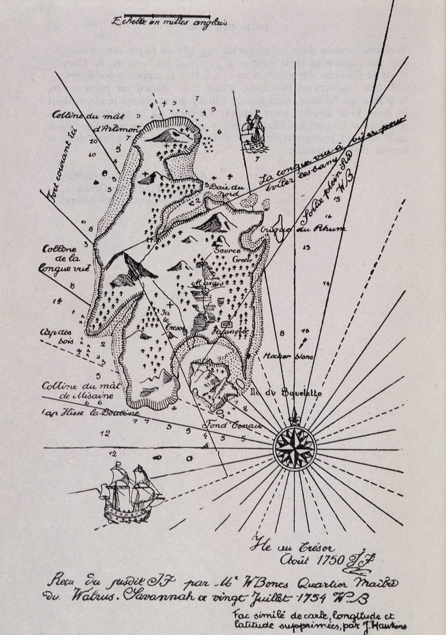 Kartta saaresta Tresorissa (merirosvot?) tekijältä Robert Louis Stevenson