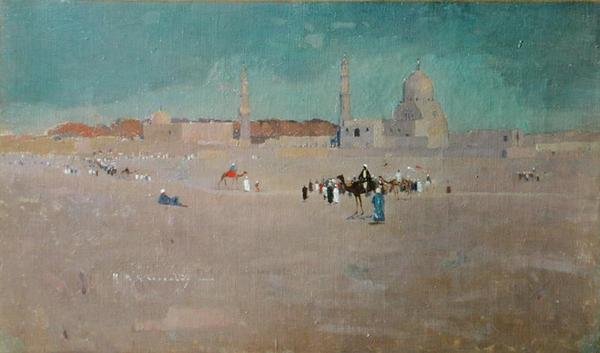 Kohtaus Egyptissä, noin 1890 (öljy kankaalle). tekijältä Robert McGowan Coventry