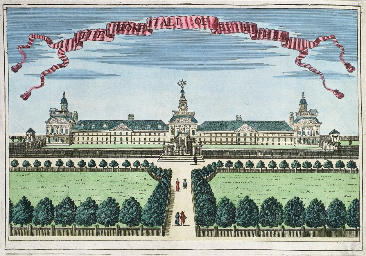 Betlehemin sairaala, kirjasta "A Book of the Prospects of the Remarkable Places in and about the City of London", noin 1700. tekijältä Robert Morden