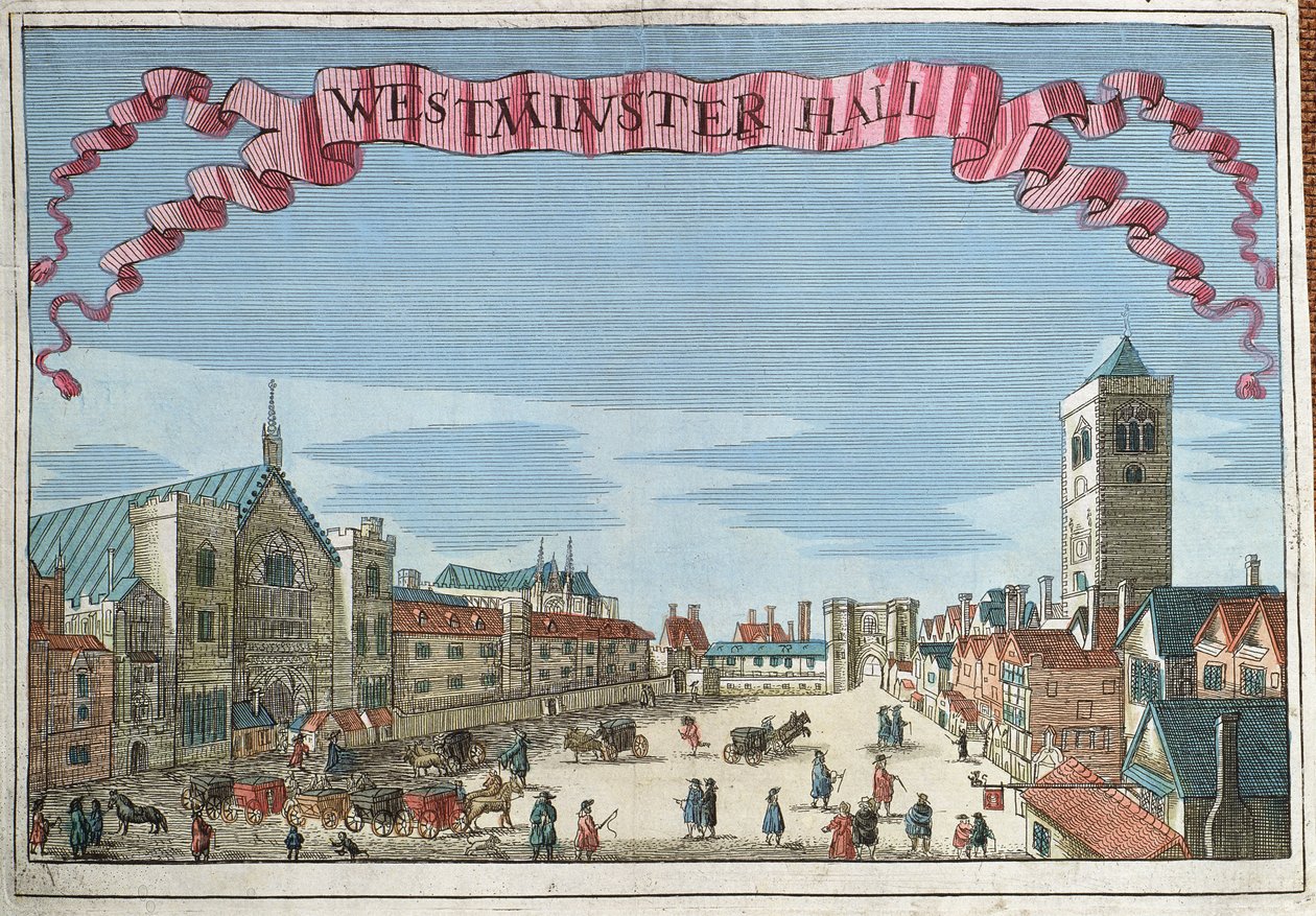 Westminster Hall, kirjasta "A Book of the Prospects of the Remarkable Places in and about the London", n. 1700 tekijältä Robert Morden