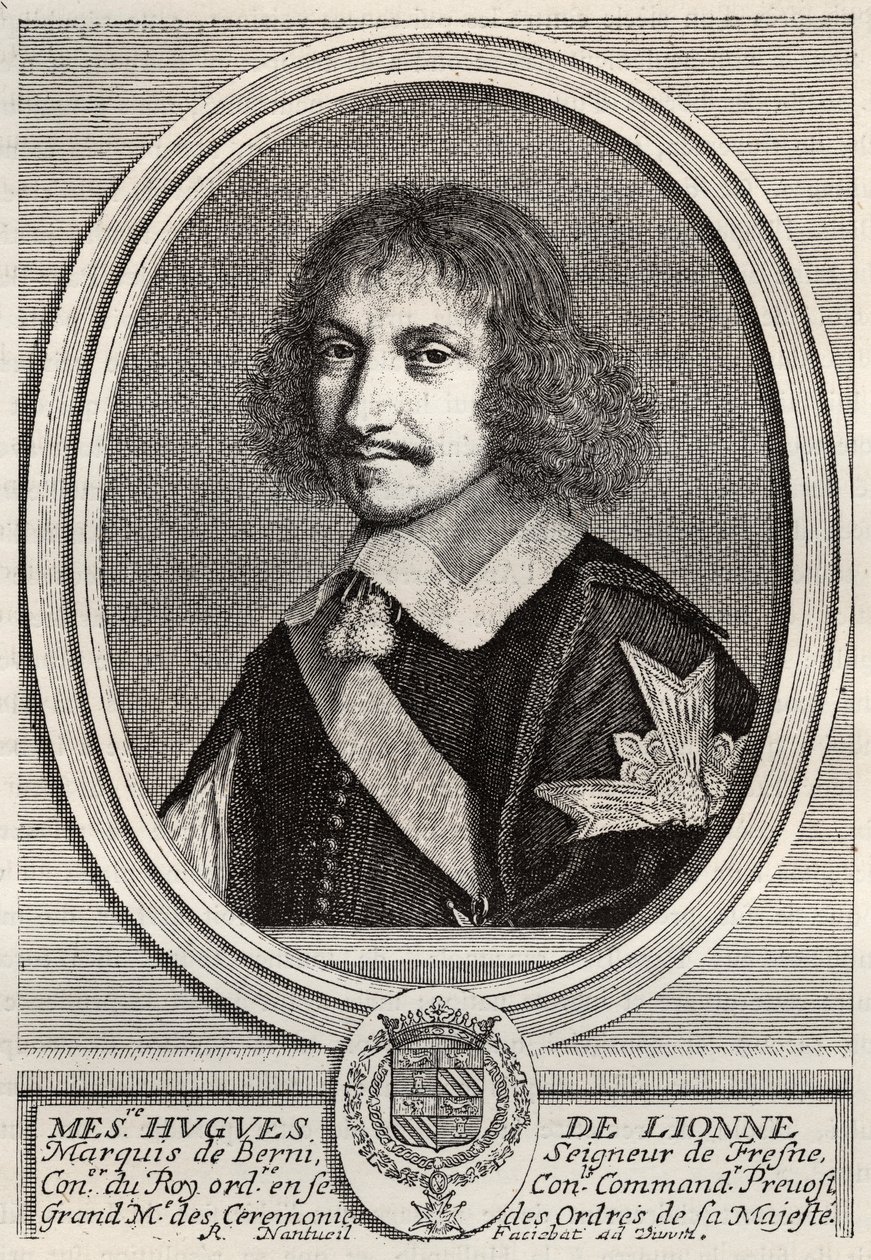 Hugues de Lionne (1611 - 1671), Marquis de Fresnes, Bernyn herra, oli diplomaatti ja valtioministeri Louis XIV:n alaisuudessa. Kaiverrus Robert Nanteuil. Yksityinen kokoelma. tekijältä Robert Nanteuil