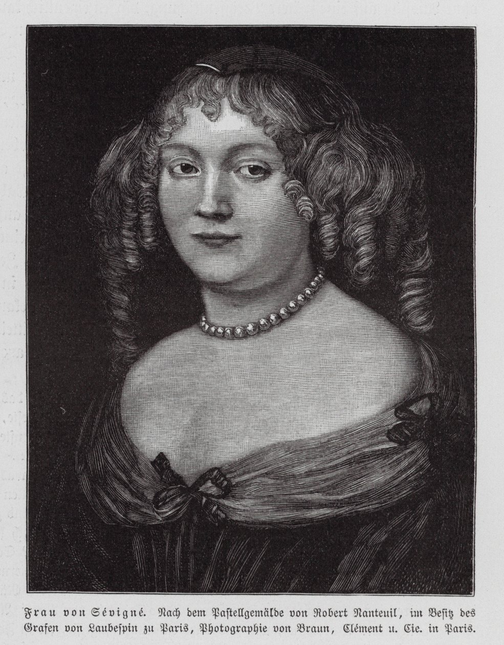 Madame de Sevigne, ranskalainen kirjailija (kaiverrus) tekijältä Robert Nanteuil