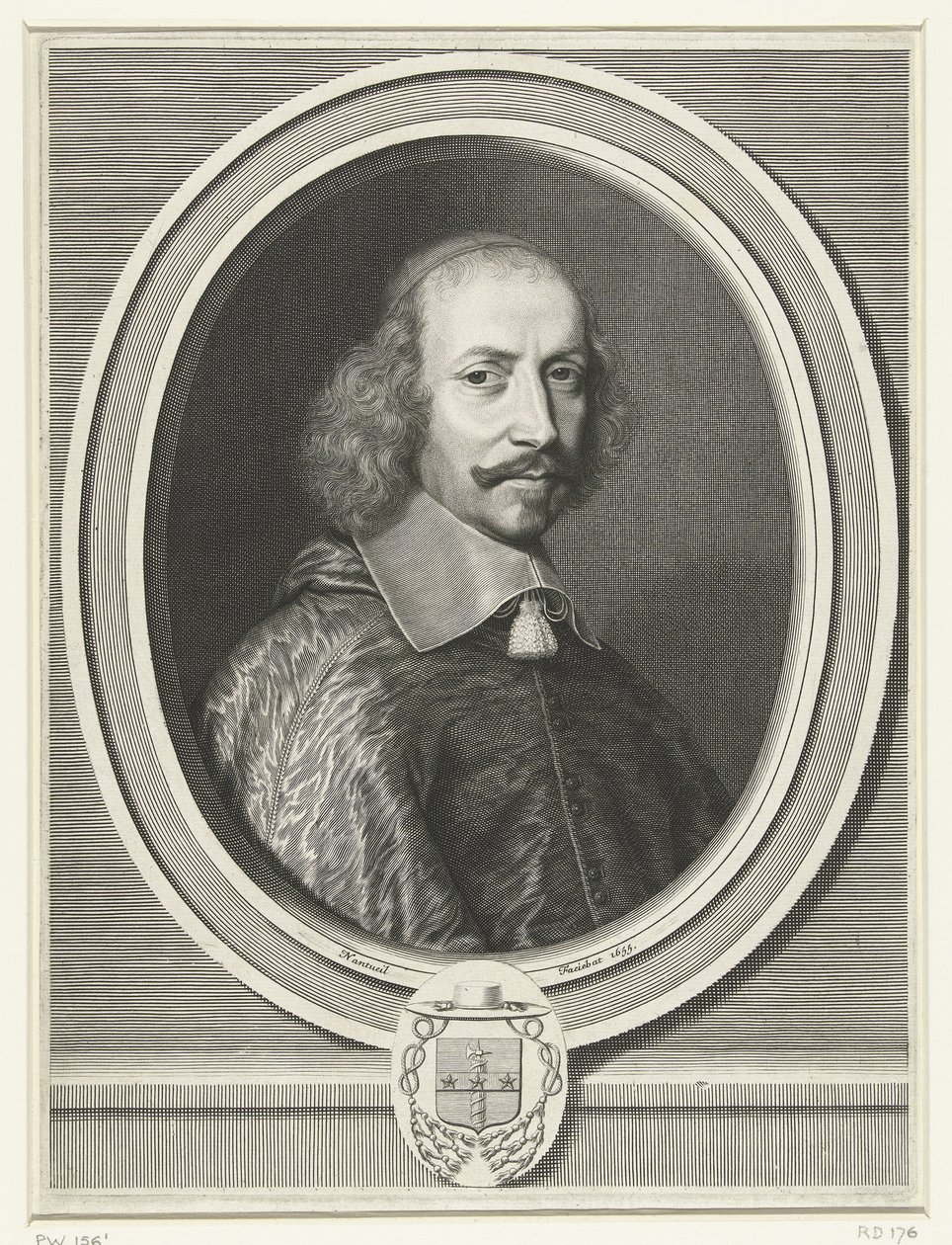 Kardinaali Mazarinin muotokuva, 1655 tekijältä Robert Nanteuil