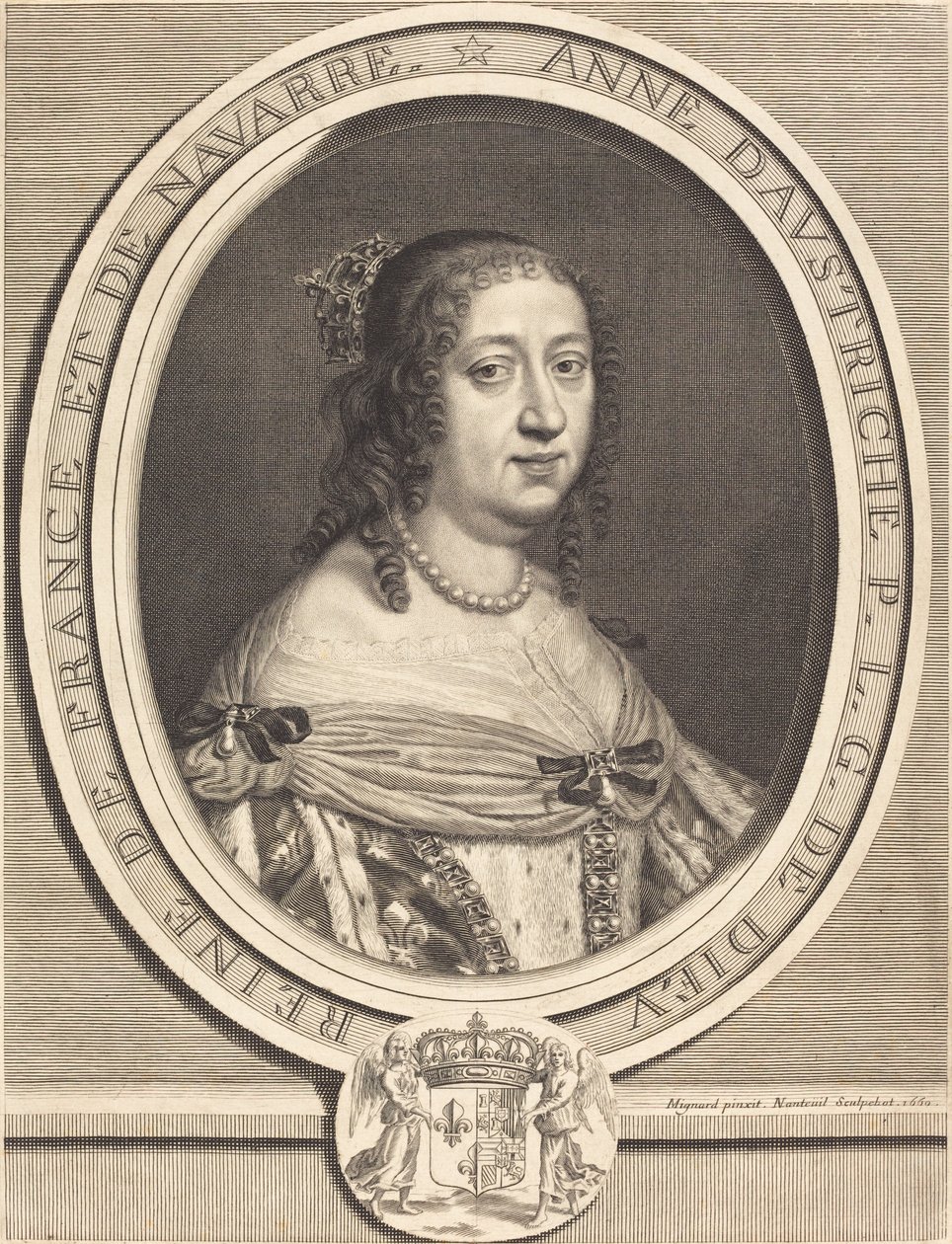 Anna Itävallasta, Ranskan ja Navarran kuningatar tekijältä Robert Nanteuil after Pierre Mignard I