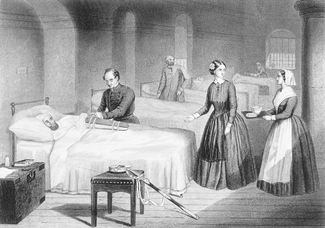 Neiti Nightingale Scutarin sairaalassa, kaiverrettu George Greatbachin toimesta tekijältä Robert Neal Hind