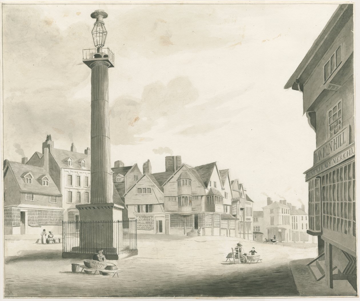 Wolverhampton - Market Place: seepiapiirustus ja [1800-luvun puoliväli] (piirustus) tekijältä Robert Noyes
