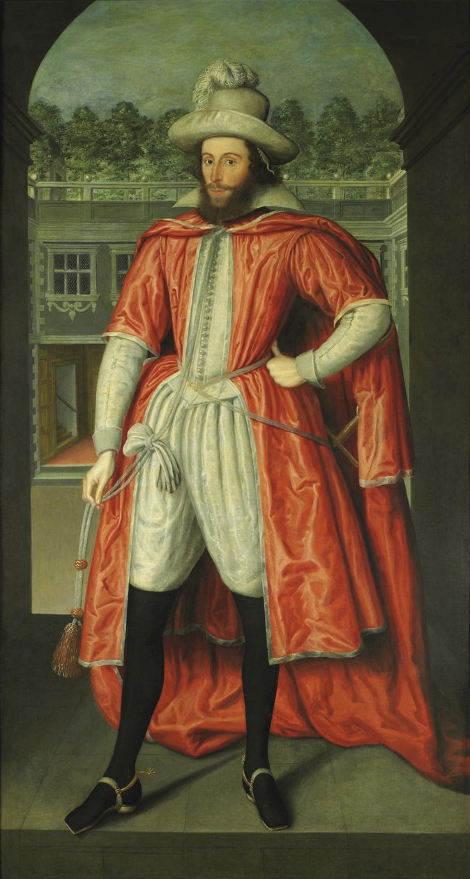 Muotokuva William Popesta, 1. Earl of Downe 1573-1631 Knight of the Bathin, n. 1610 tekijältä Robert Peake the elder