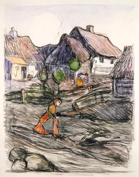 Goose Girl, Puola (guassi ja puuhiili paperilla) tekijältä Robert Polhill Bevan