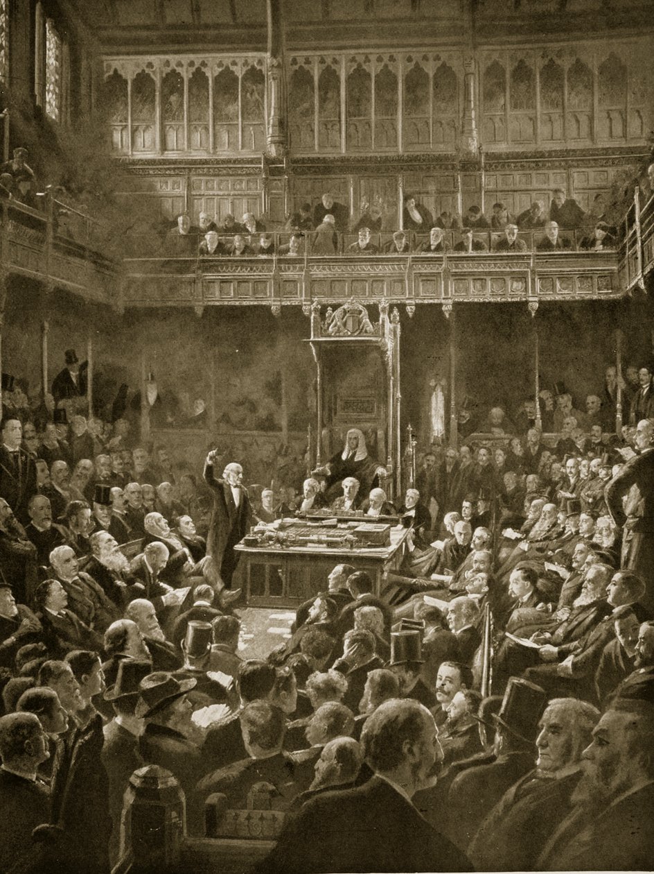 Gladstone esittelee Home-Rule Bill, helmikuu 1893 tekijältä Robert Ponsonby Staples