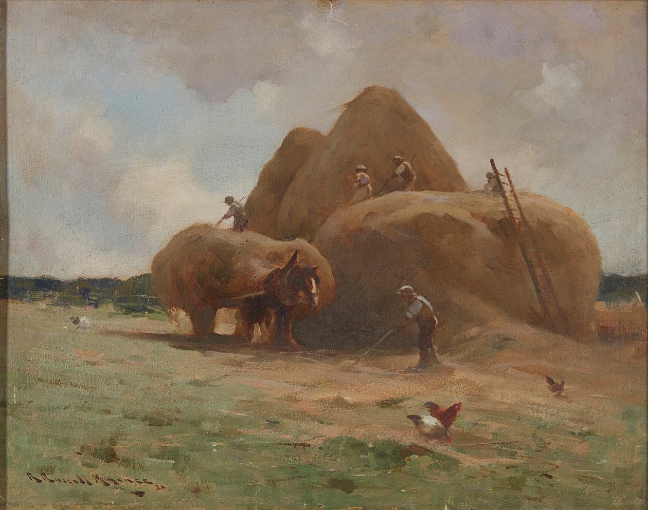 Gathering the Hay (öljy kankaalle) tekijältä Robert Russell MacNee