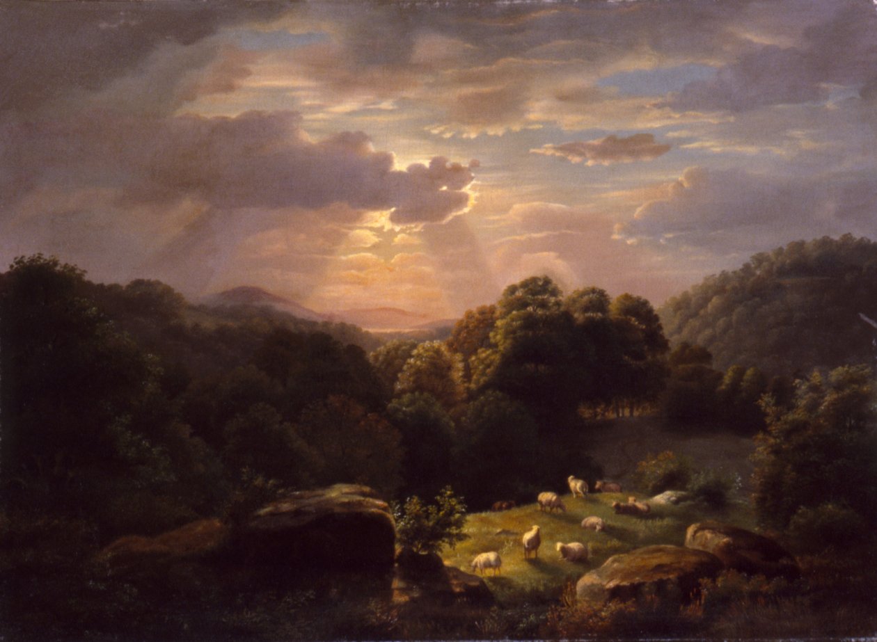Maisema lampaiden kanssa tekijältä Robert S. Duncanson