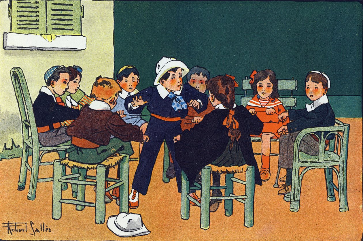 Fretille. Kaiverrus "" Mitä me pelaamme? E. Weberin "" Robert Sallesin (1871-1929) akvarellipiirroksilla. Librairie Garnier Freres, Pariisi tekijältä Robert Salles