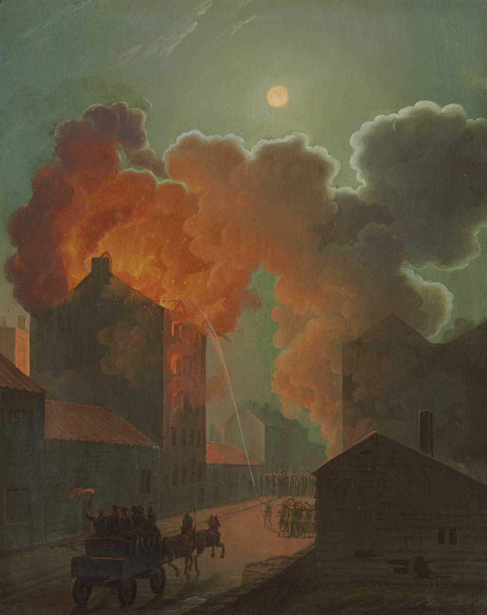 Moonlightin tulipalo Bostonissa, n. 1830-1835 tekijältä Robert Salmon