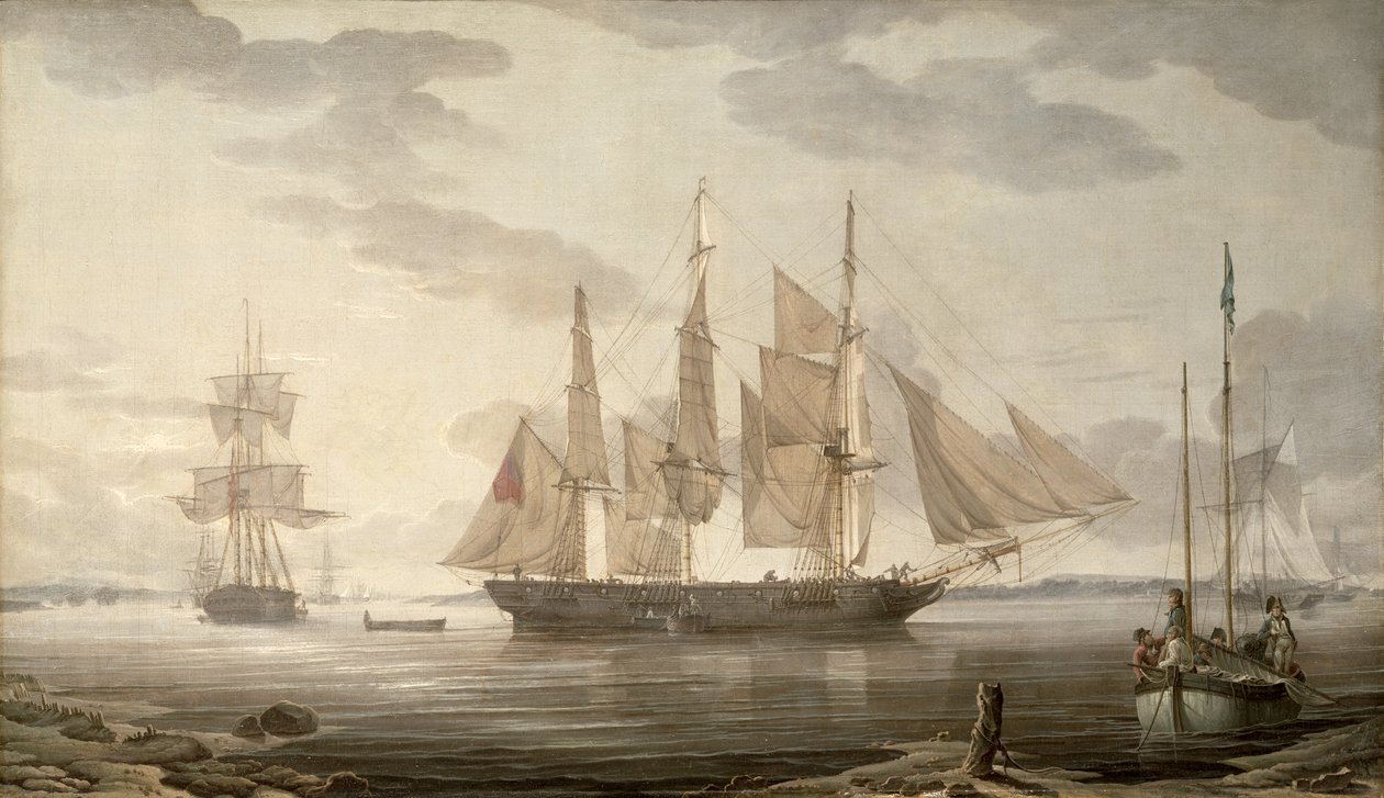 Laivat satamassa, 1805 tekijältä Robert Salmon
