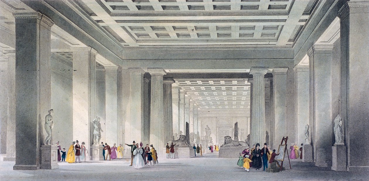 Grand Central and Egyptian Saloons, British Museum, Holborn, Lontoo, n. 1836. tekijältä Robert Sands