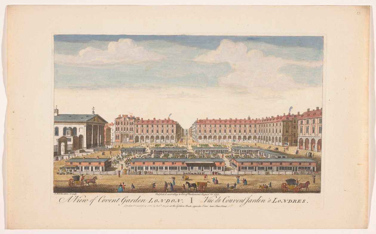 Näkymä Covent Garden Marketille Lontoossa Näkymä Covent Gardeniin Lontooseen (otsikko esineessä) Lontoo (sarjan nimi) tekijältä Robert Sayer