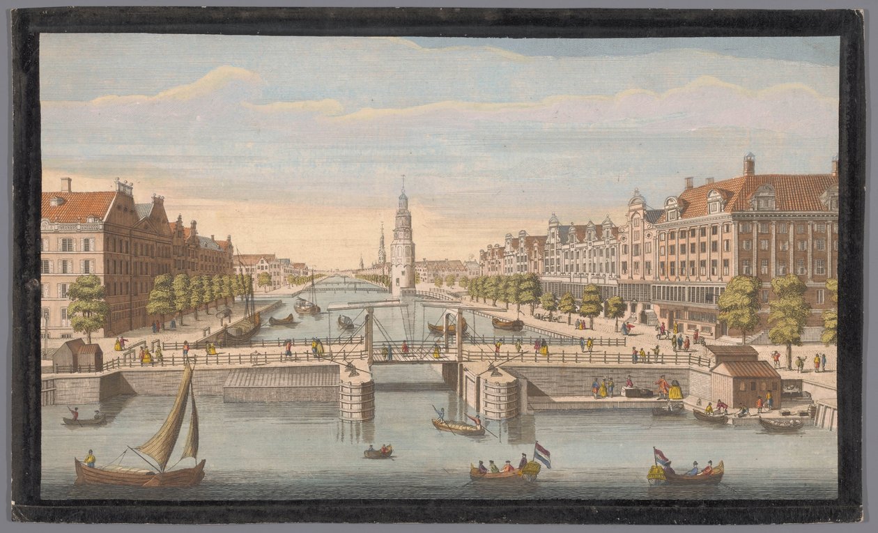 Näkymä Amsterdamin Oudeschaneille IJ:stä nähtynä Amsterdamin näkymä vanhalta vallilta (otsikko esineessä) Hollanti (sarjan nimi) tekijältä Robert Sayer