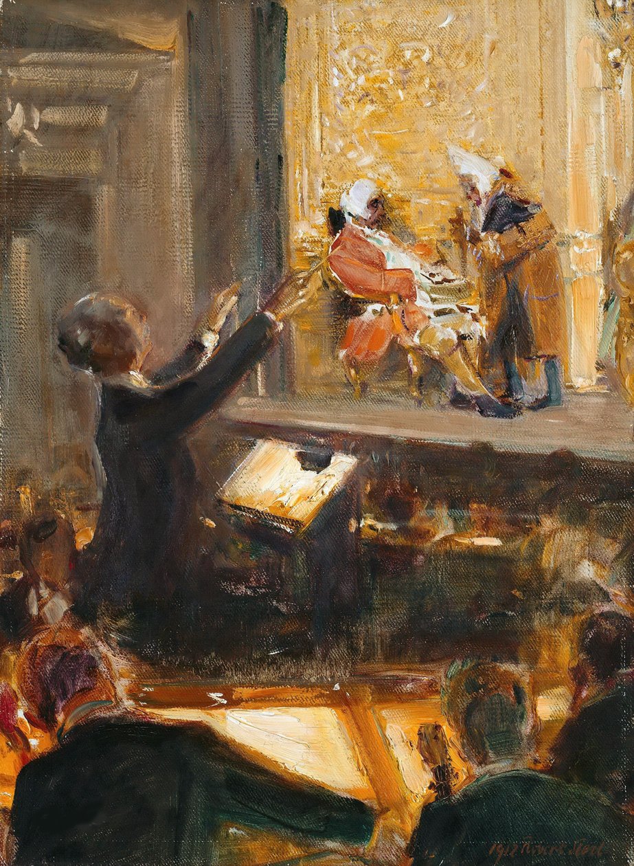 Ernst Edler von Schuch johtaa Richard Straussin Rosenkavalieria, 1912. tekijältä Robert Sterl