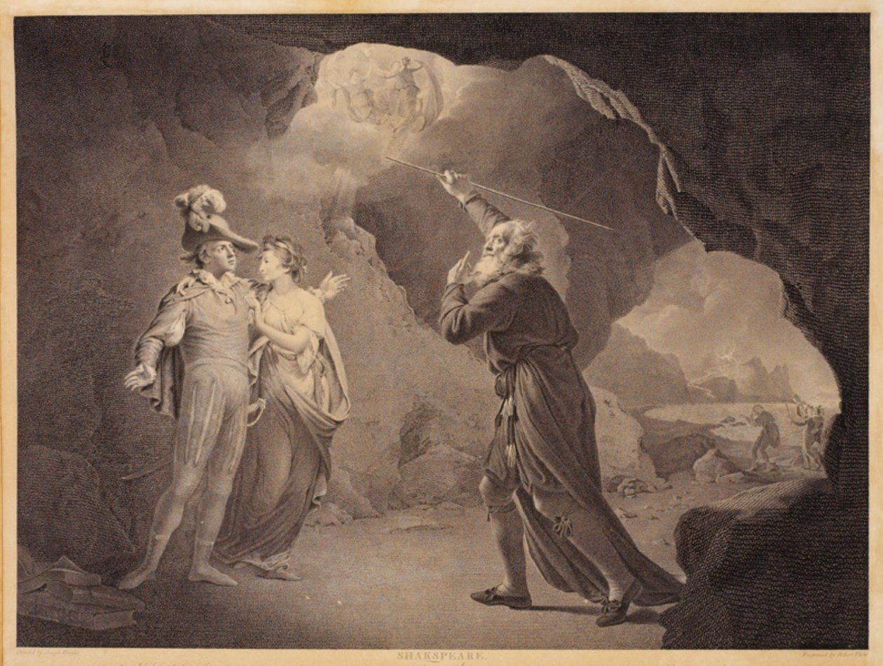 Prospero, Ferdinand ja Miranda. William Shakespearen "Myrskystä", näytös 4, kohtaus 1 tekijältä Robert Thew