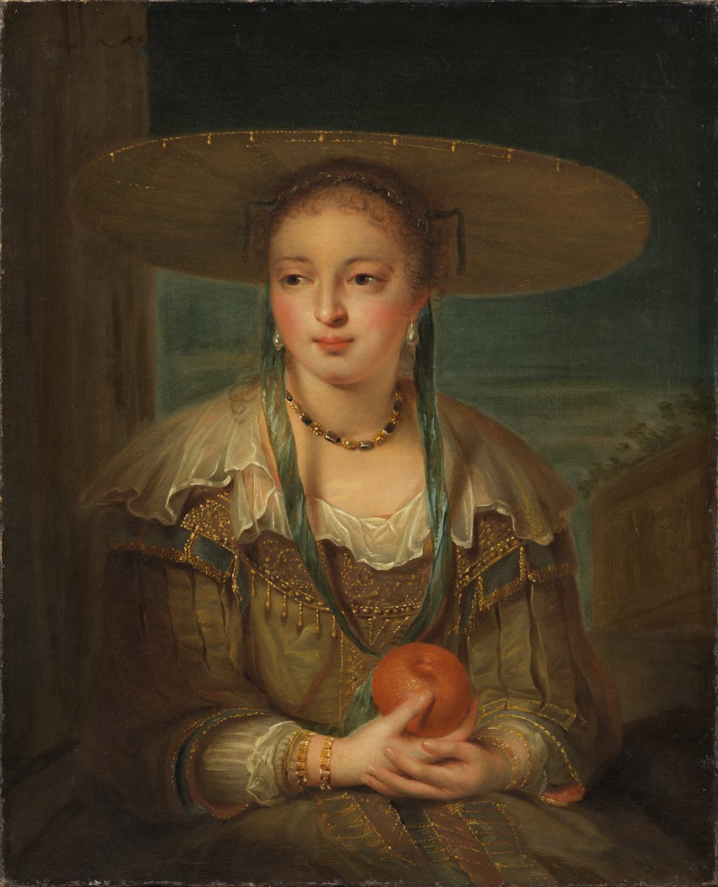 Pomone - Pomona, kirjoittanut Tournieres, Robert (1667-1752). Öljy kankaalle. Mitat: 78 x 64 cm. Tukholman kansallismuseo tekijältä Robert Tournieres