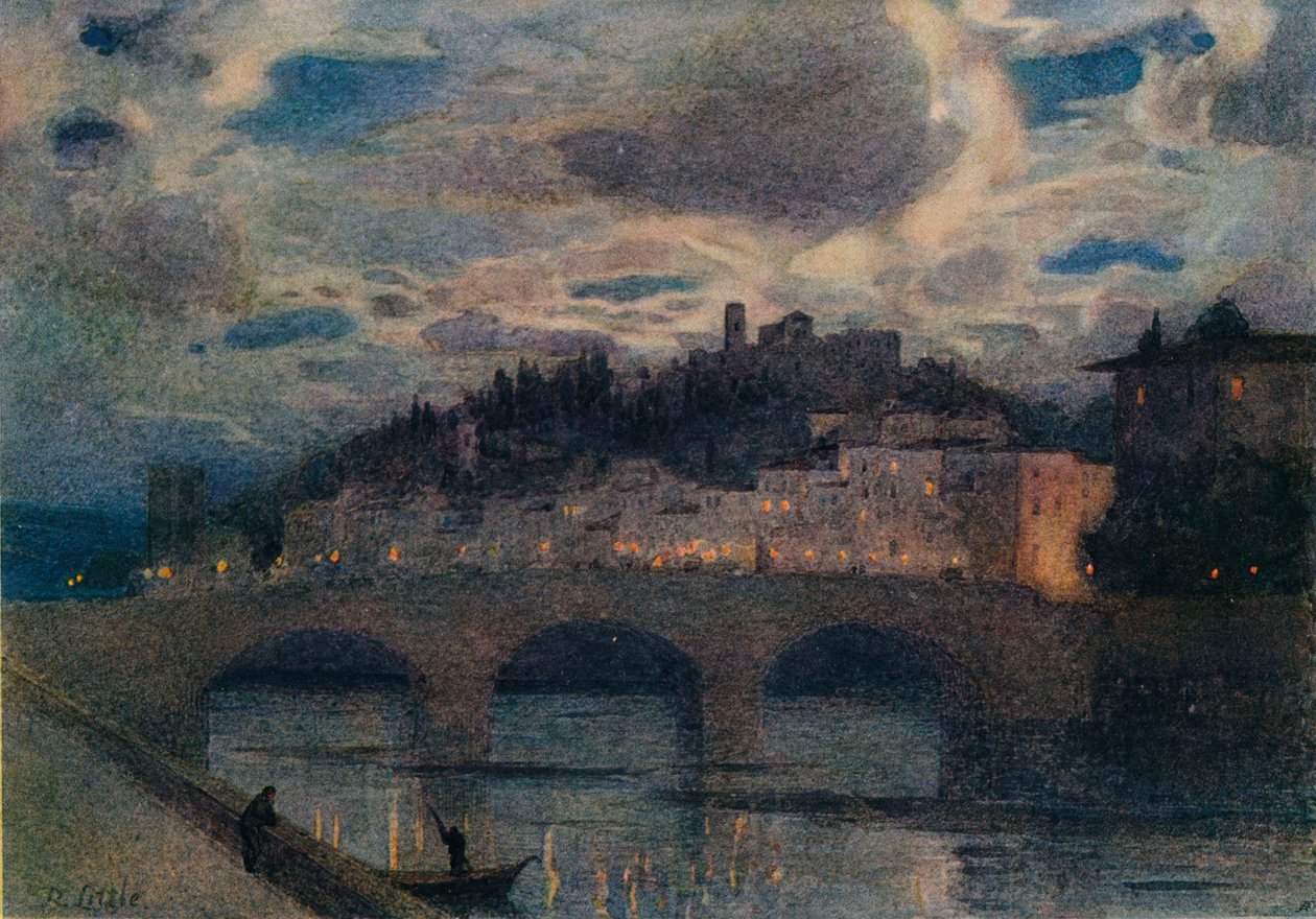 "Moonlight on the Arno, Firenze", vuodelta 1907 tekijältä Robert W Little