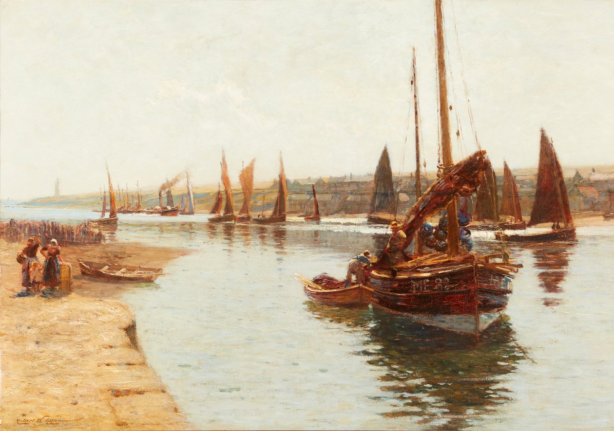 Saapuminen Herring Fishingistä, Montrose (öljy kankaalle) tekijältä Robert Weir Allan