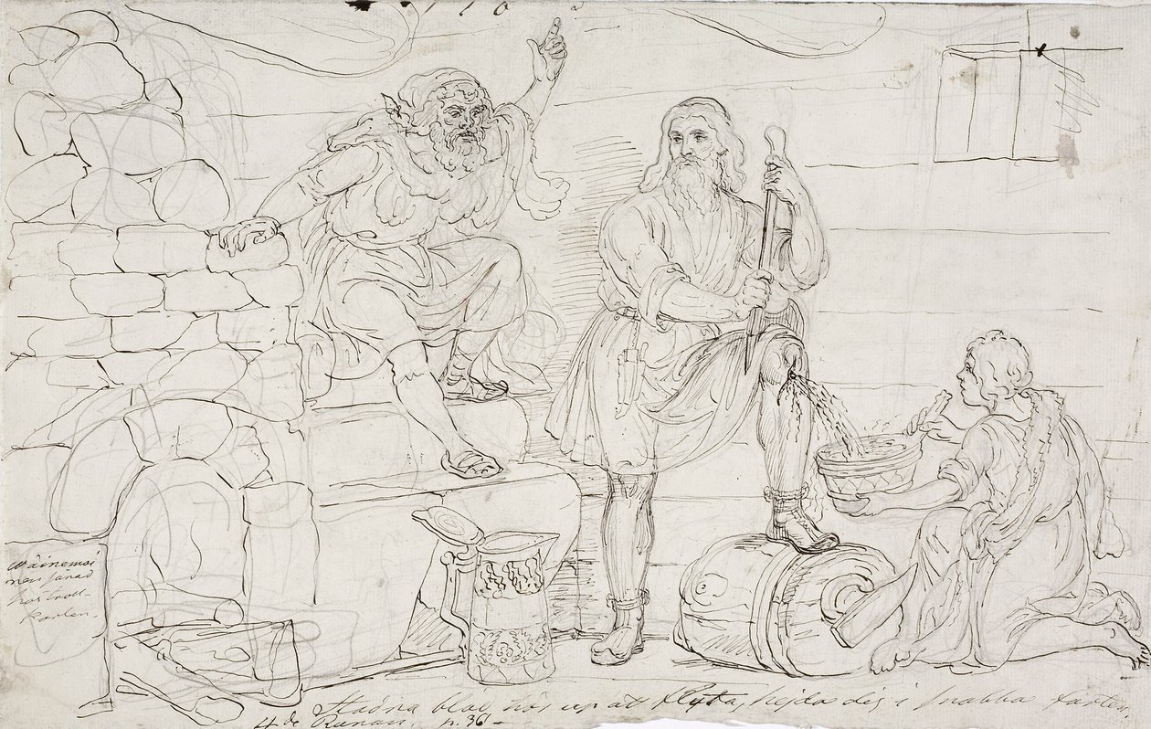 Väinämöinen´s Cut Knee, sketch tekijältä Robert Wilhelm Ekman