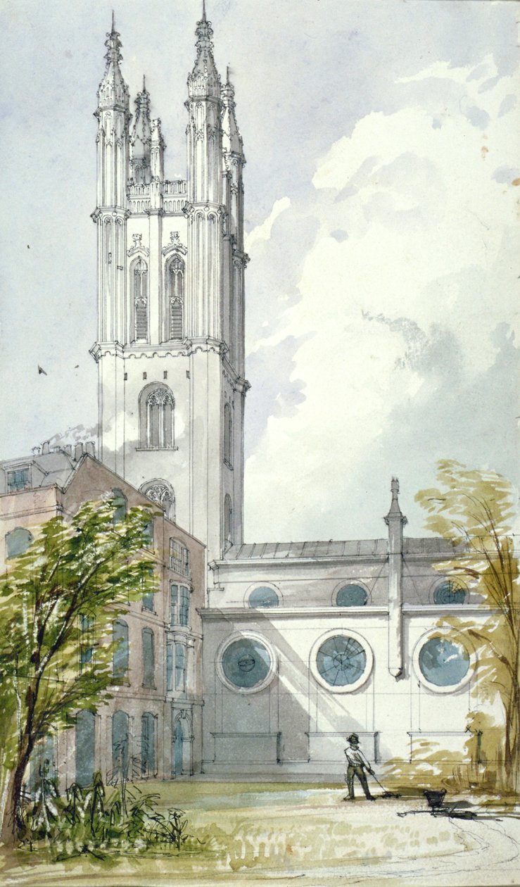 Pyhän Mikaelin kirkko, Cornhill, Lontoo, 1837 tekijältä Robert William Billings