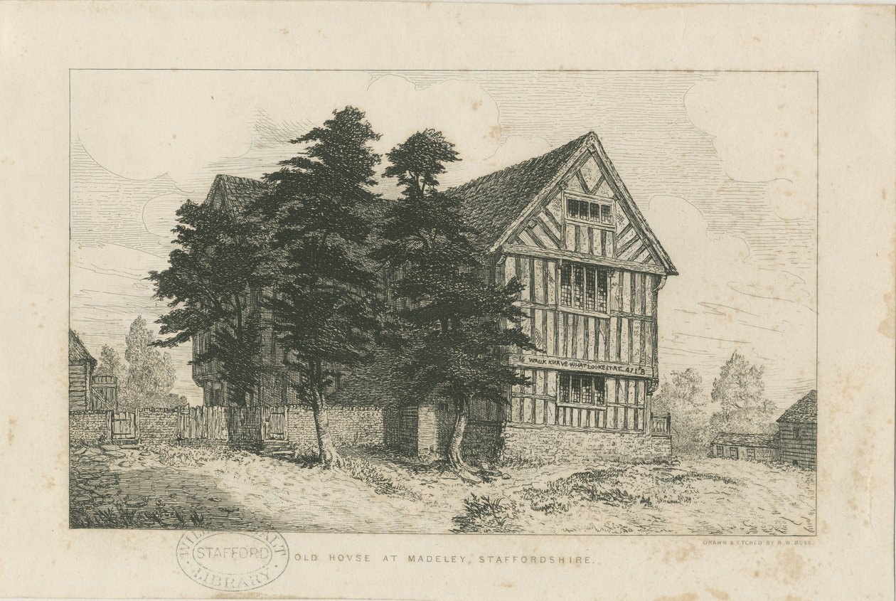 Madeley - Old House: etsaus, nd [1804-1875] (painokuva) tekijältä Robert William Buss