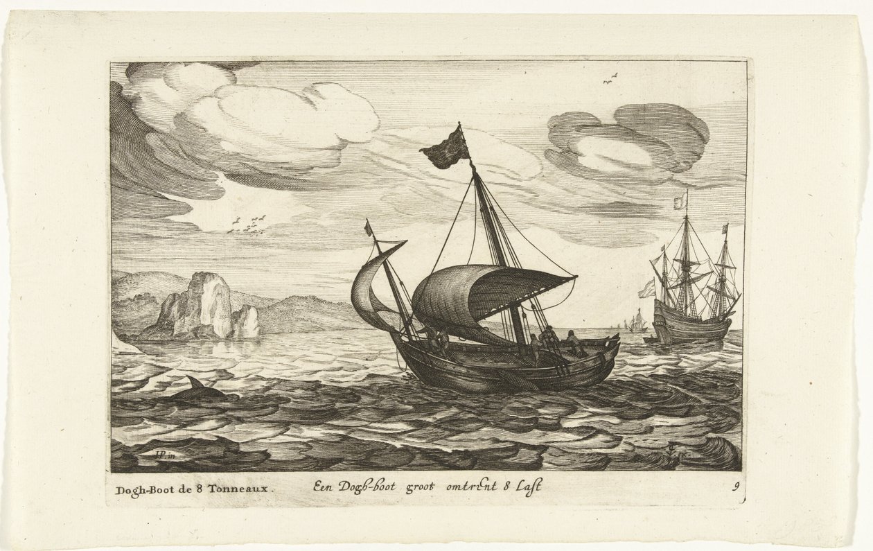 Dogger of dogboot Een Dogh-boot groot noin 8 Last / Dogh-Boot de 8 Tonneaux (otsikko esineessä) Hollandse scheepstypen, 1627 (sarjan nimi) Eri alukset Don ton se sert dans les Uniesin maakunnat / Icons of Various Dutch Ships, joiden käyttö on maxi tekijältä Robert de Baudous (possibly)