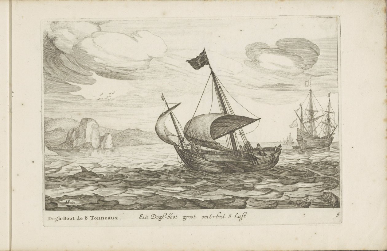 Dogger of dogboot Een Dogh-boot groot noin 8 Last / Dogh-Boot de 8 Tonneaux (otsikko esineessä) Erilaisia ​​aluksia ei ole paikalla tekijältä Robert de Baudous (possibly)