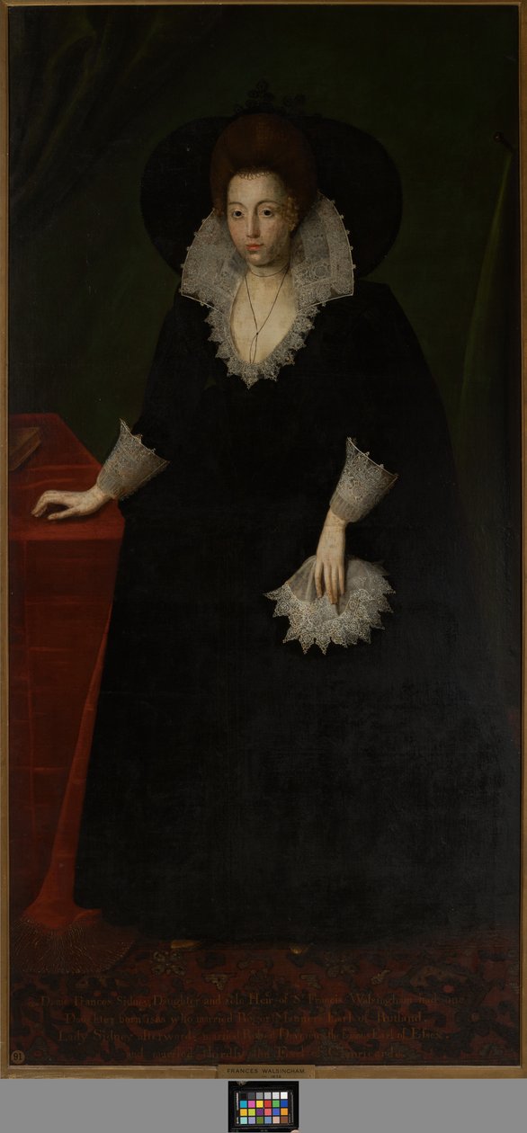 Frances Walsingham, Sir Philip Sidneyn vaimo, n. 1570-1632 (öljy kankaalle) tekijältä Robert the Elder (attr. to) Peake