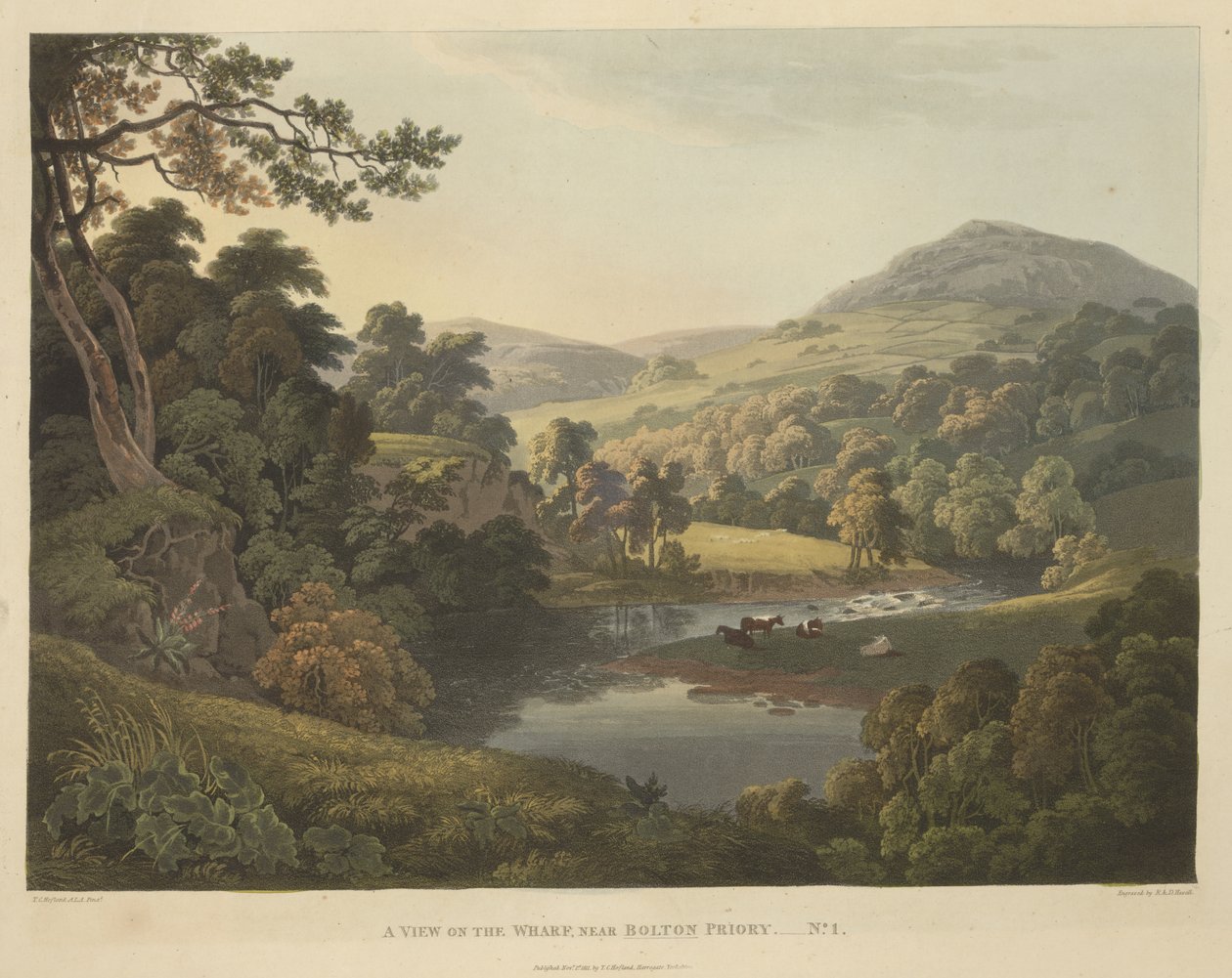 A View on the Wharf, prop de Bolton Priory Finnish tekijältä Robert the Elder Havell