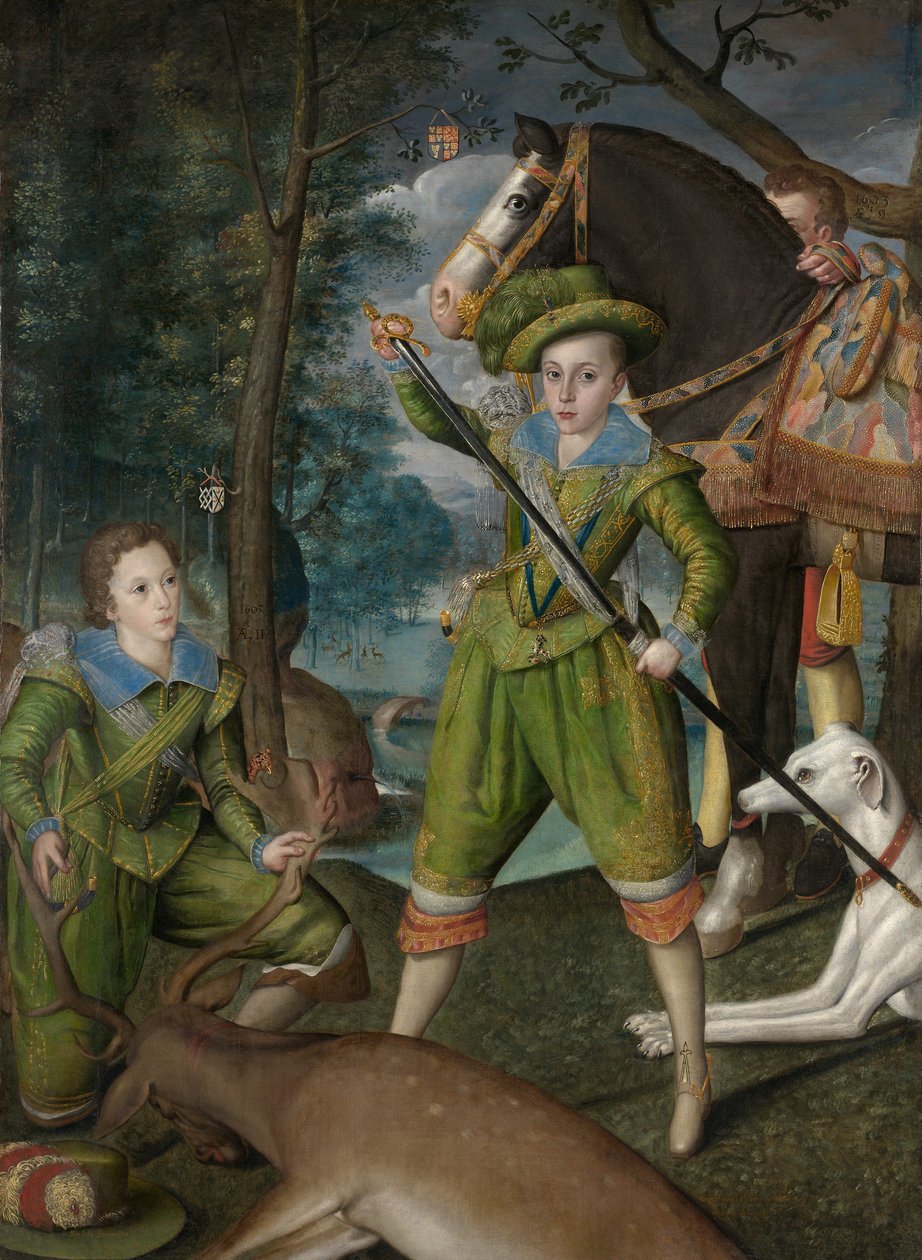 Henry Frederick, Walesin prinssi, Sir John Haringtonin kanssa metsästyskentällä tekijältä Robert the Elder Peake