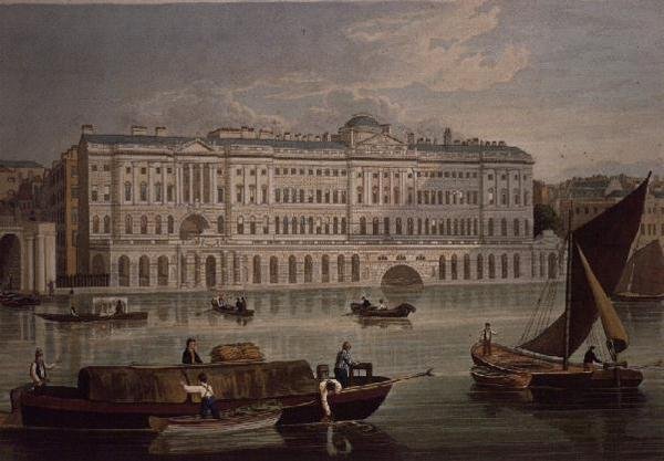 Näkymä Somerset House -pubille. 1821, Colnaghi & Co. tekijältä Robert the Elder and Younger Havell