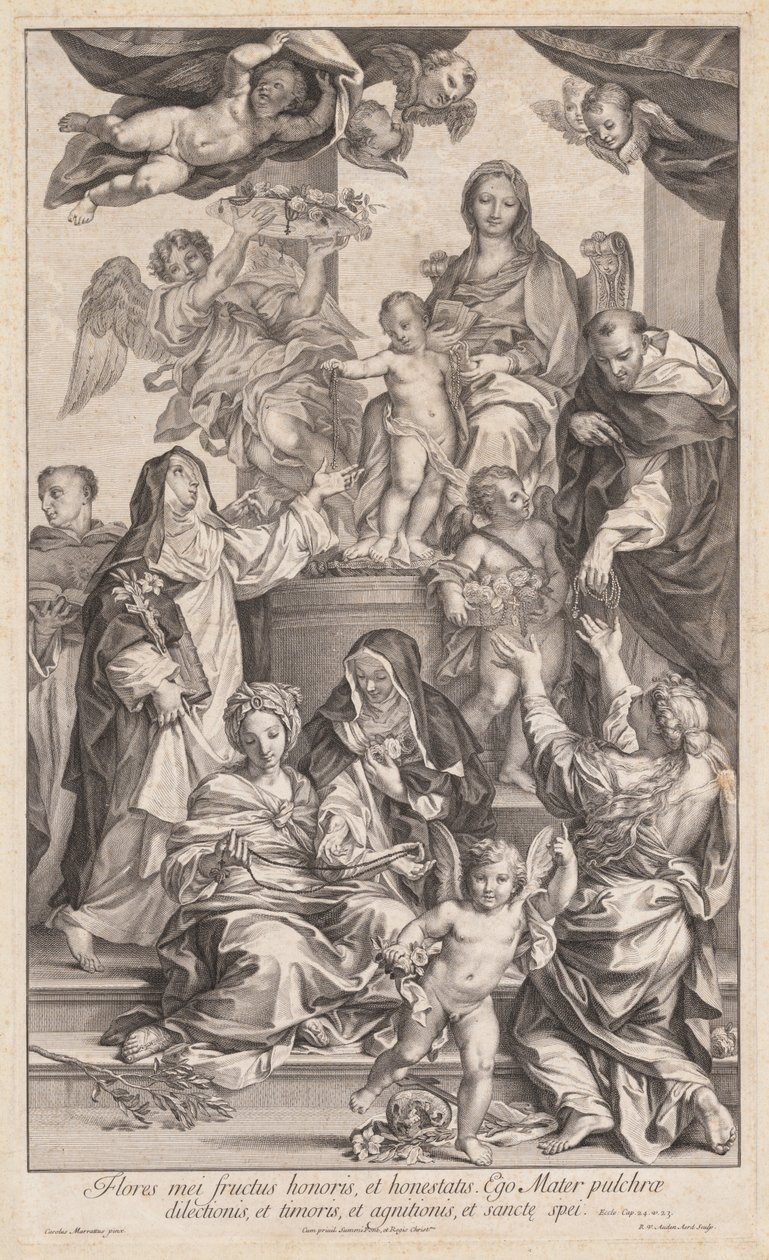 Neitsyt ja lapsi pyhien kanssa, n. 1720-1730. tekijältä Robert van Audenaerd
