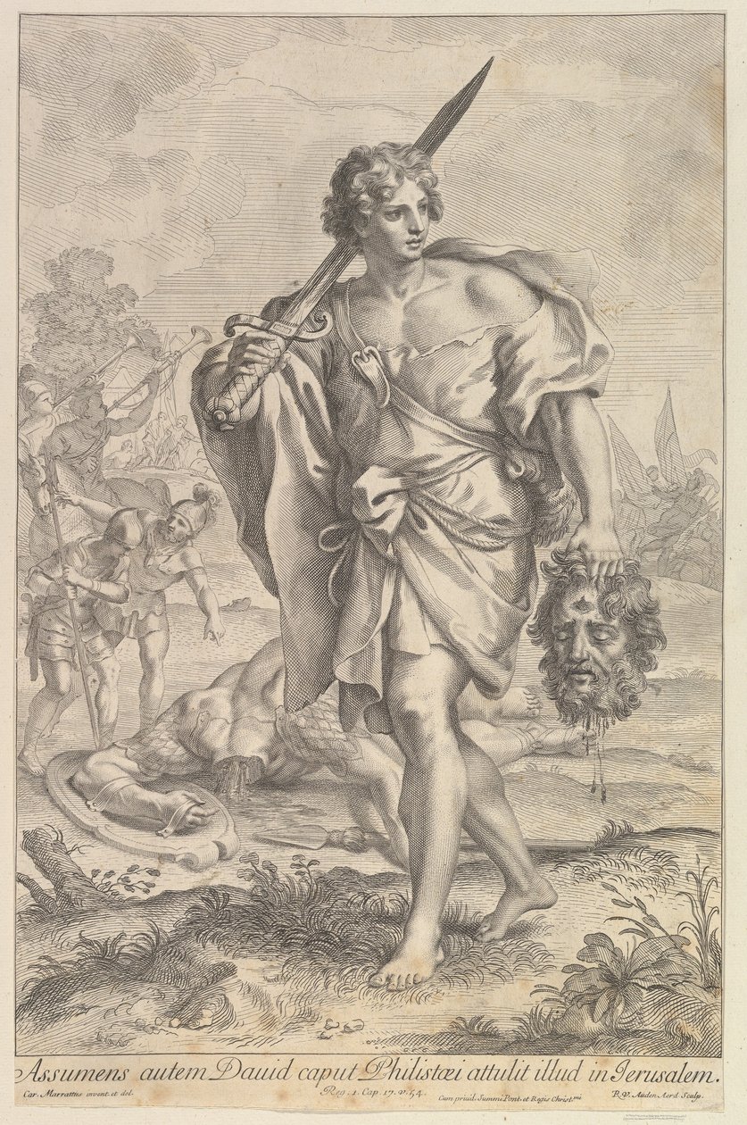 Daavid Goljatin pään kanssa, 1680-1743. tekijältä Robert van Audenaerde