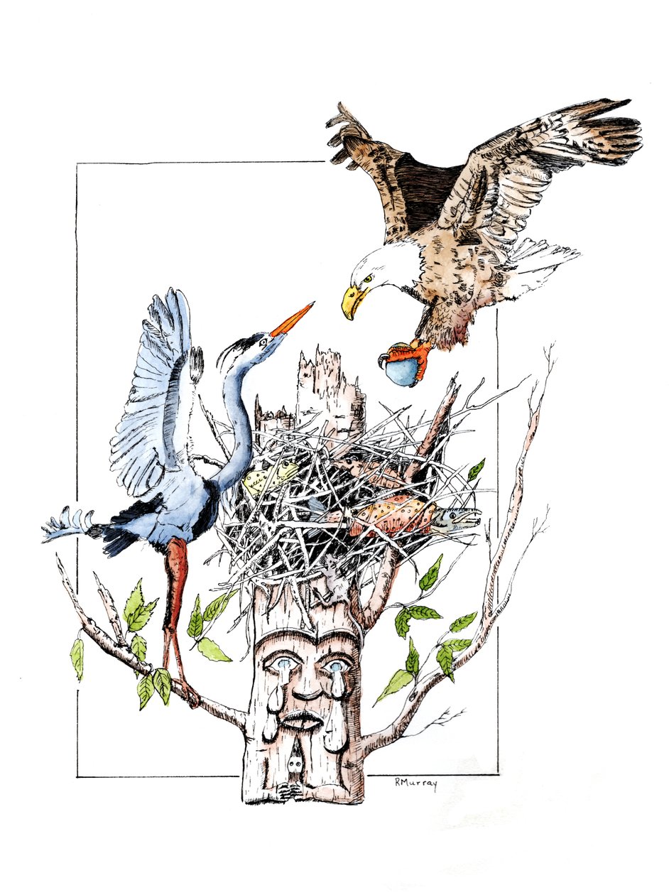 Totemivaras, 2019 (tussi ja tussi paperille) tekijältä Roberta Murray