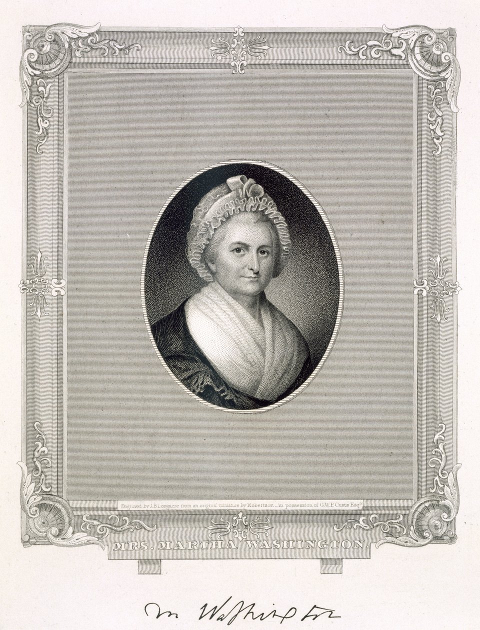 Martha Washington, kaiverrus James Barton Longacre (1794-1869) tekijältä Robertson