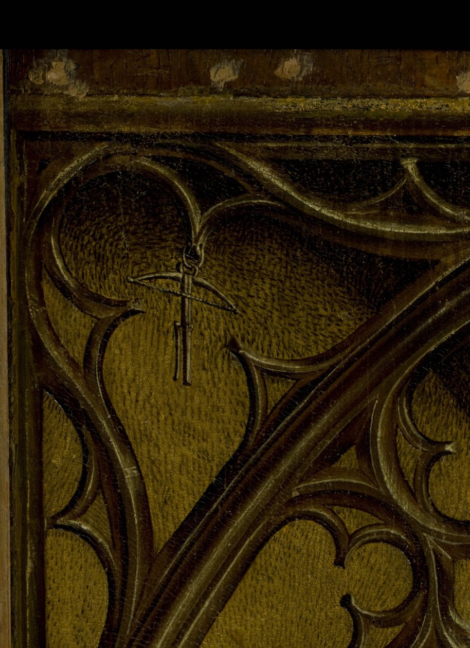 Yksityiskohta van het maaswerk het hoofddelvan de Kruisafneming door tekijältä Rodgier van der Weyden