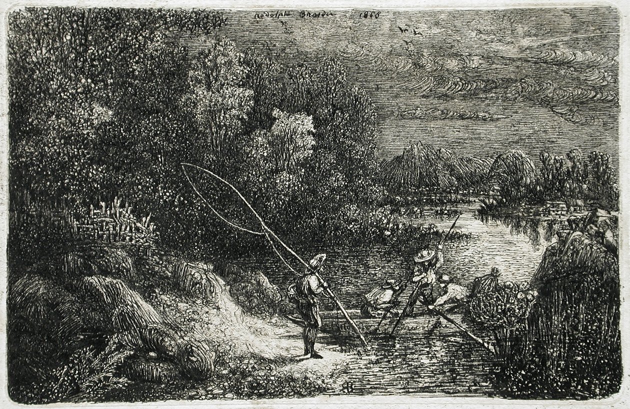 Kalastaja mielikuvitusmaisemassa tekijältä Rodolphe Bresdin
