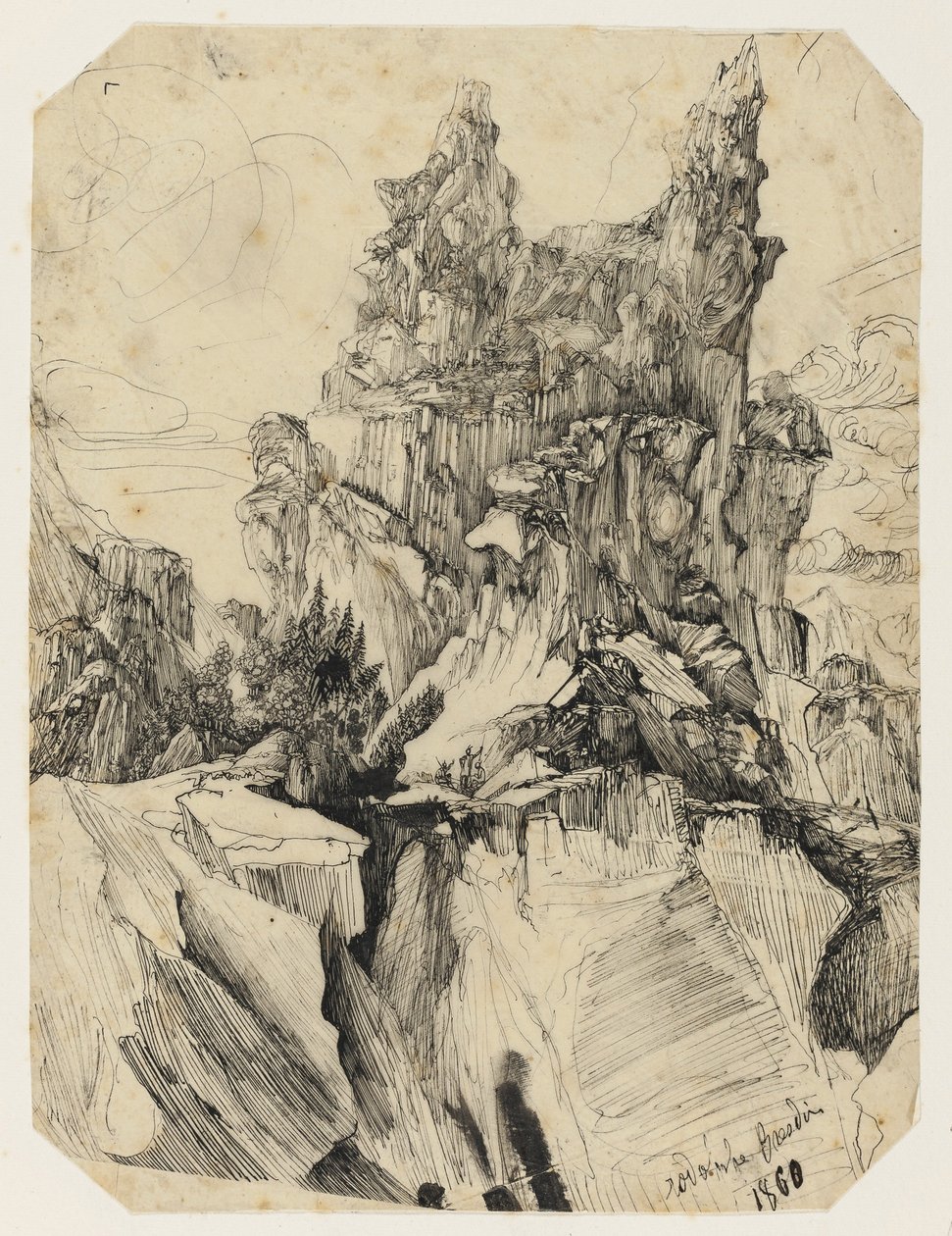Crevasse, 1860 tekijältä Rodolphe Bresdin